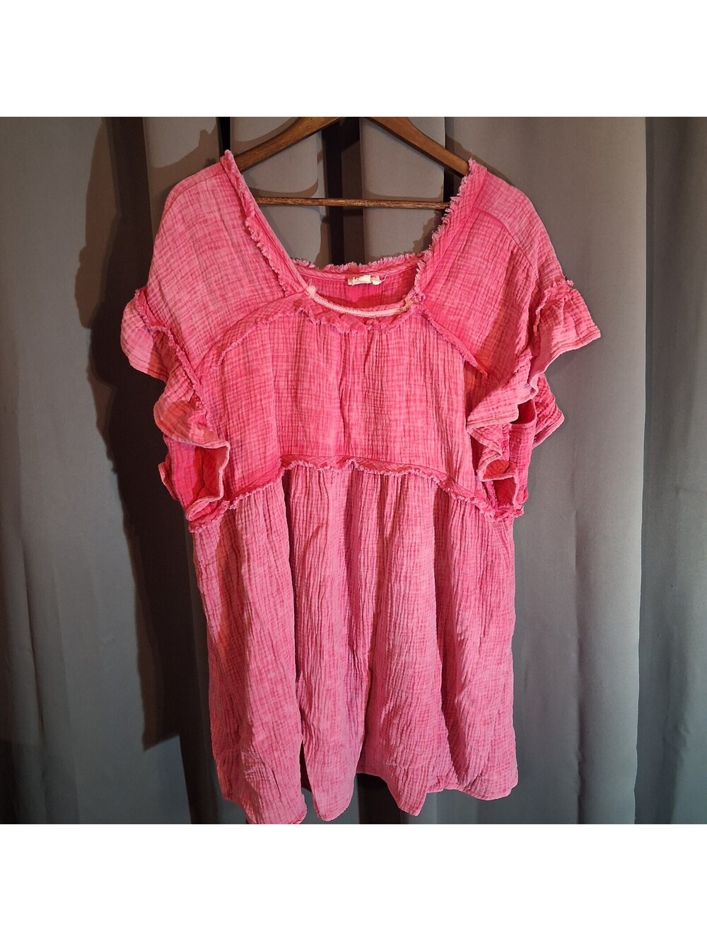 BIBI Oversized Pink Cotton Blouse Top XL